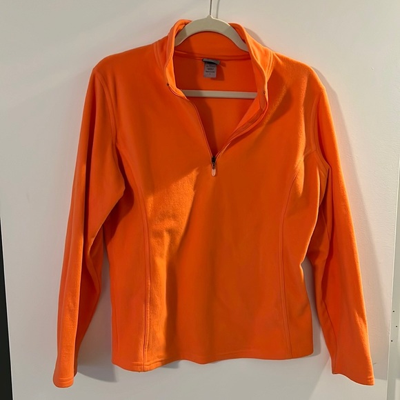 Champion Orange Fleece Pullover 1/4 Quarter Zip Sweater Sweatshirt - Picture 2 of 5